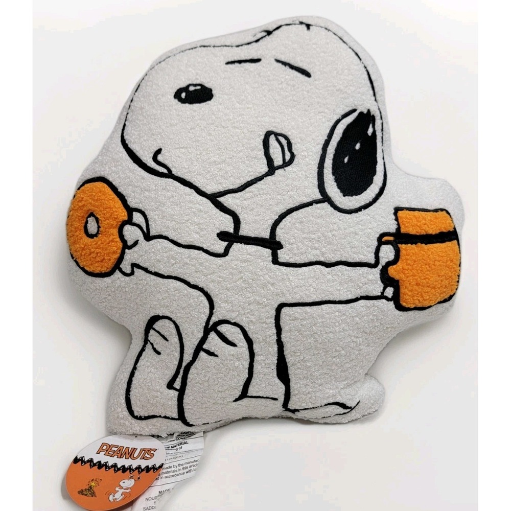 NWT 2025 Peanuts Snoopy Coffee And Donut Fall Autumn Decor‎ Throw Pillow Sherpa